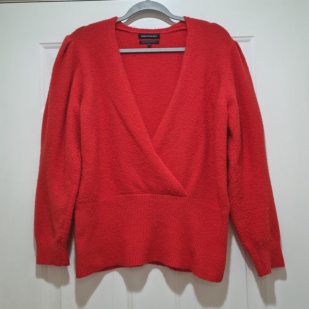 Something Navy Orange Alpaca Blend Sweater Size XXL